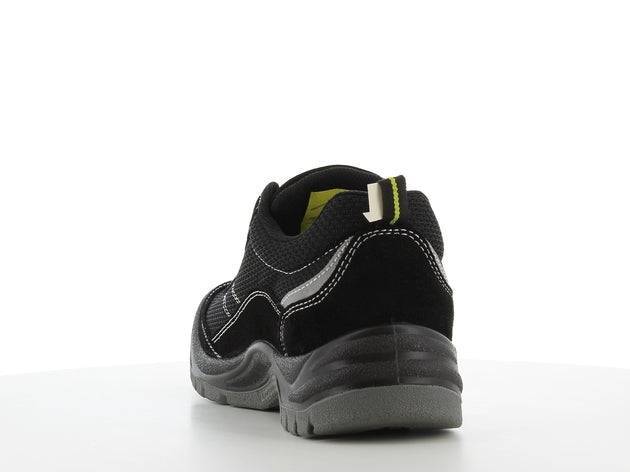 Chaussures de sécurité GOBI S1 P noires avec semelle antidérapante et protection des orteils, idéales pour le travail en BTP et industrie.
