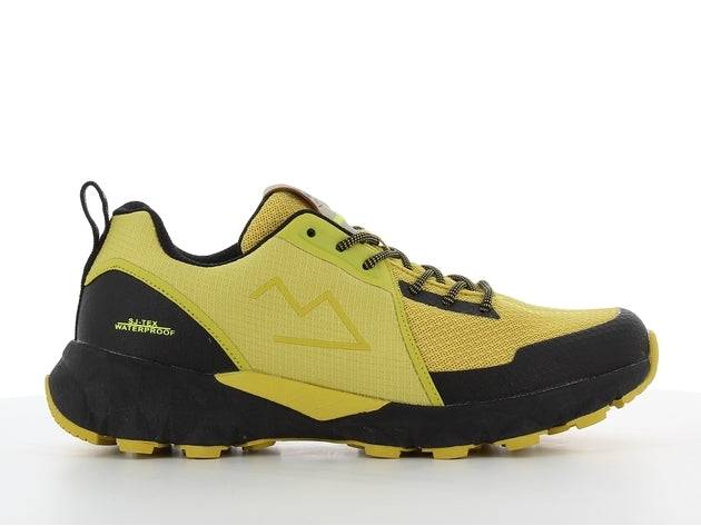Chaussure randonnée TAMAN jaune avec semelle noire et détails modernes, idéale pour activités en plein air et en ville avec confort optimal.