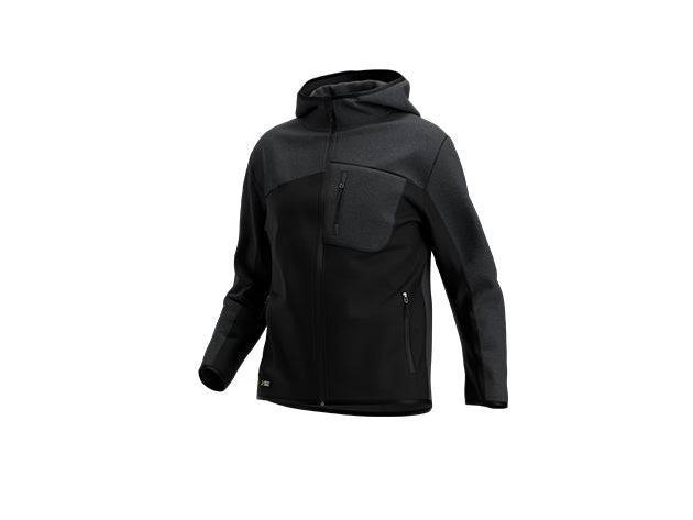 Veste à capuche Hommes Oak noire et grise avec poches fonctionnelles, capuche fixe et design moderne pour travail ou usage décontracté.