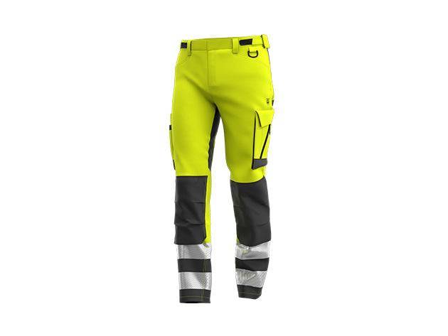 Pantalon de travail Haute Visibilité Hommes Scuti jaune et noir avec tissu extensible, poches renforcées et détails réfléchissants pour la sécurité.